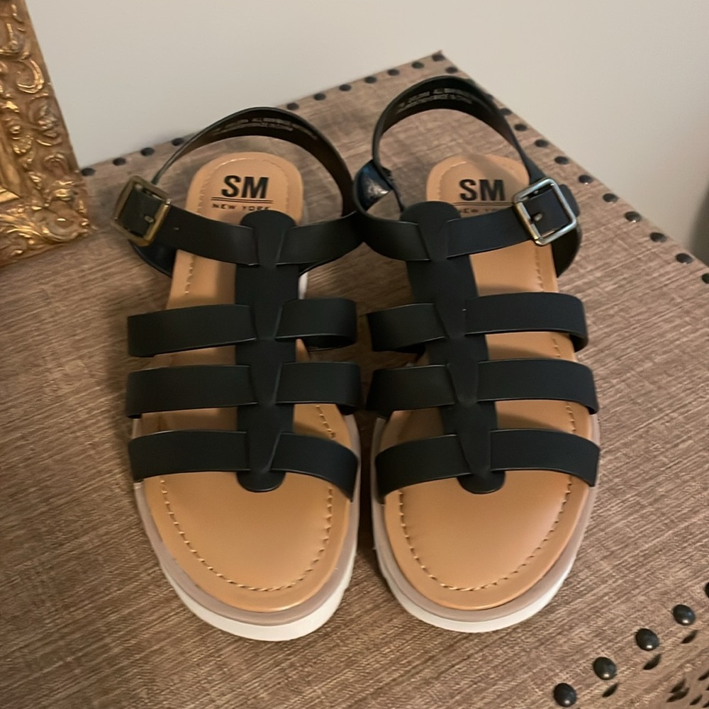 NEW! SM New York Black Strappy Sandals